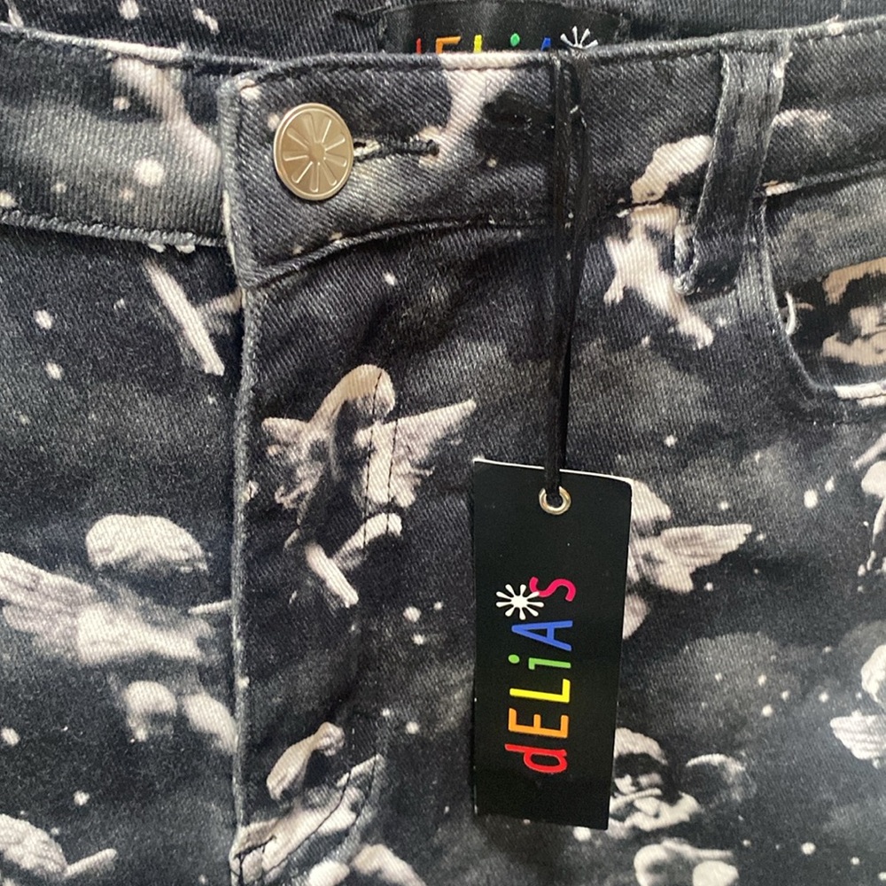 Delia's By Dollskill Unholy Spirit Printed Twill Flare Cropped Jeans - Picture 4 of 7
